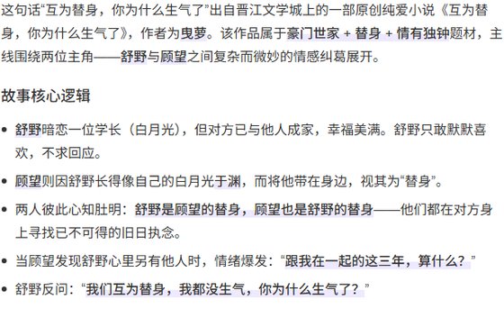 互为替身,你为什么生气了